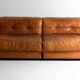 Canapé vintage patchwork en cuir caramel, Allemagne 1960