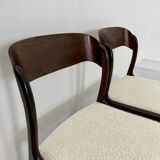 Set of 2 Baumann sled chairs in wood and terry fabric, 60s design