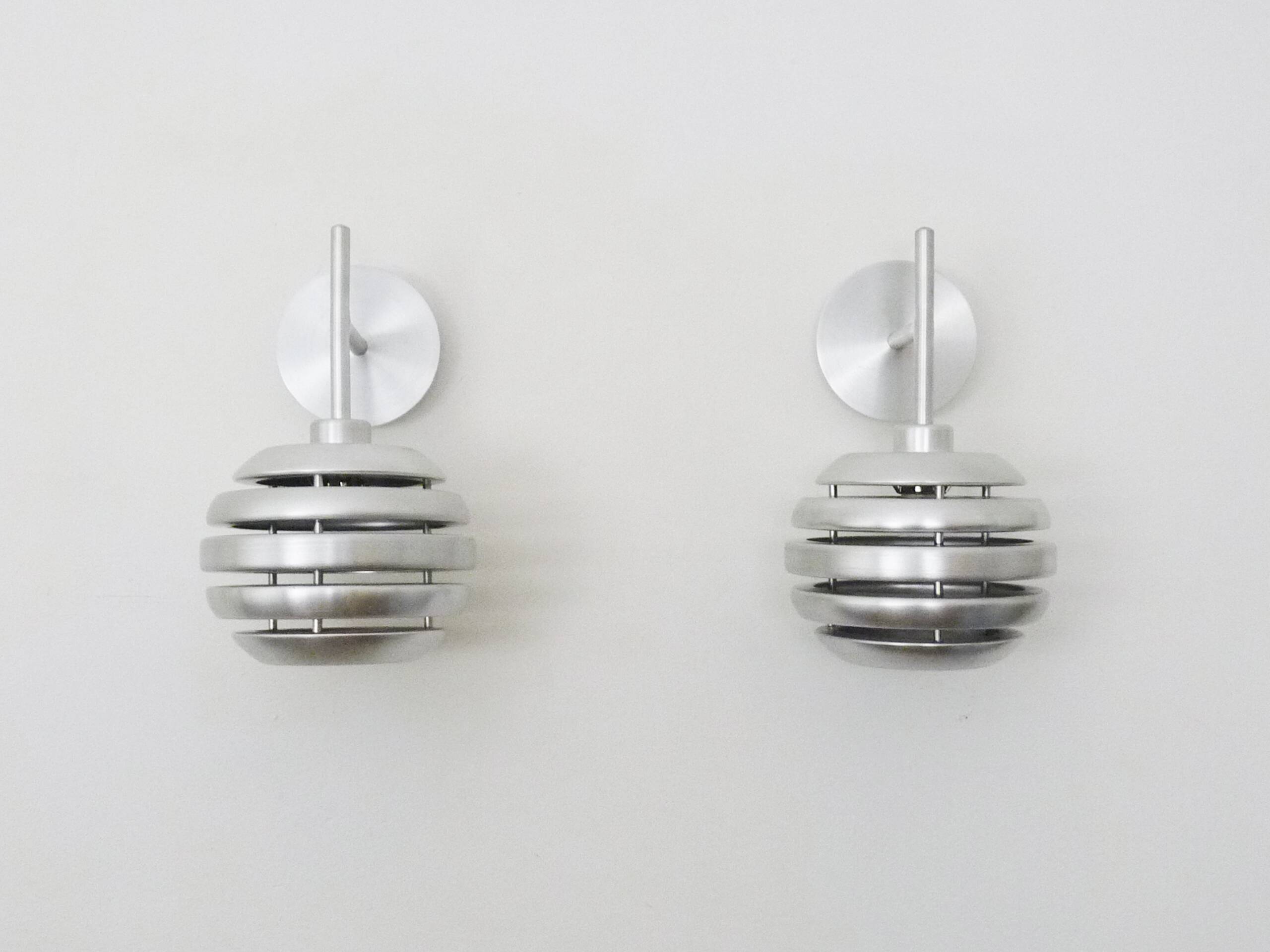 Pair of brushed aluminum Mercury wall lights by Eglo 90s