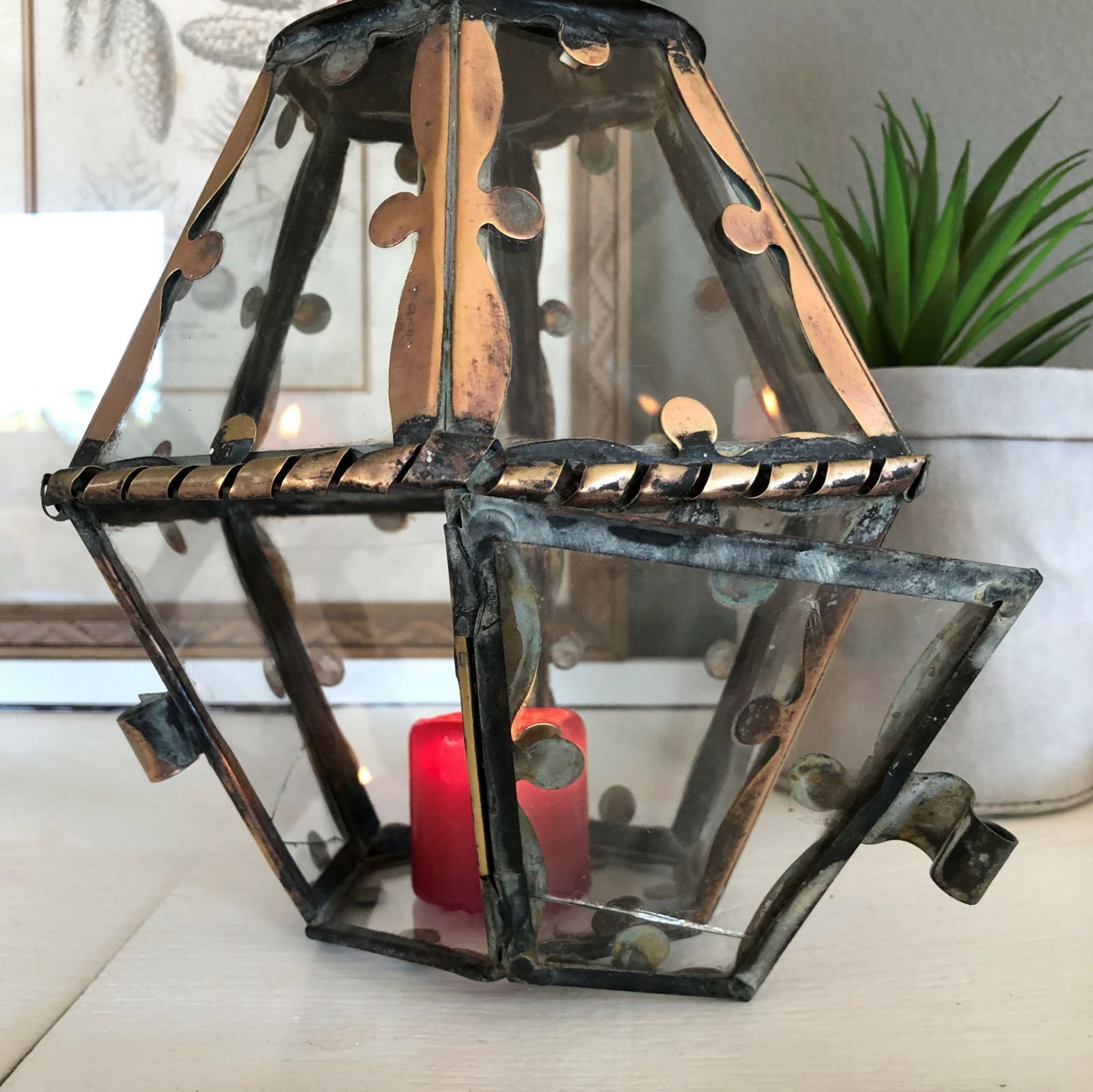 Ancient brass lantern 12 facets