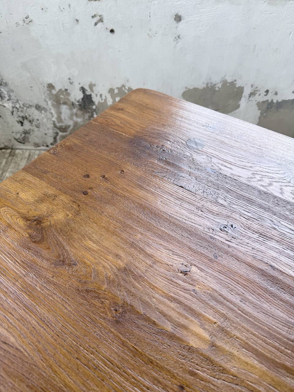 Brutalist oak table by De Puydt, Belgium 1970