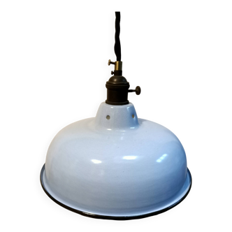 Vintage pendant light in blue enamelled sheet metal,