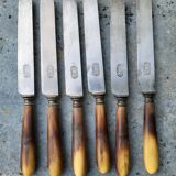 Series of 6 knives steel horn handle
