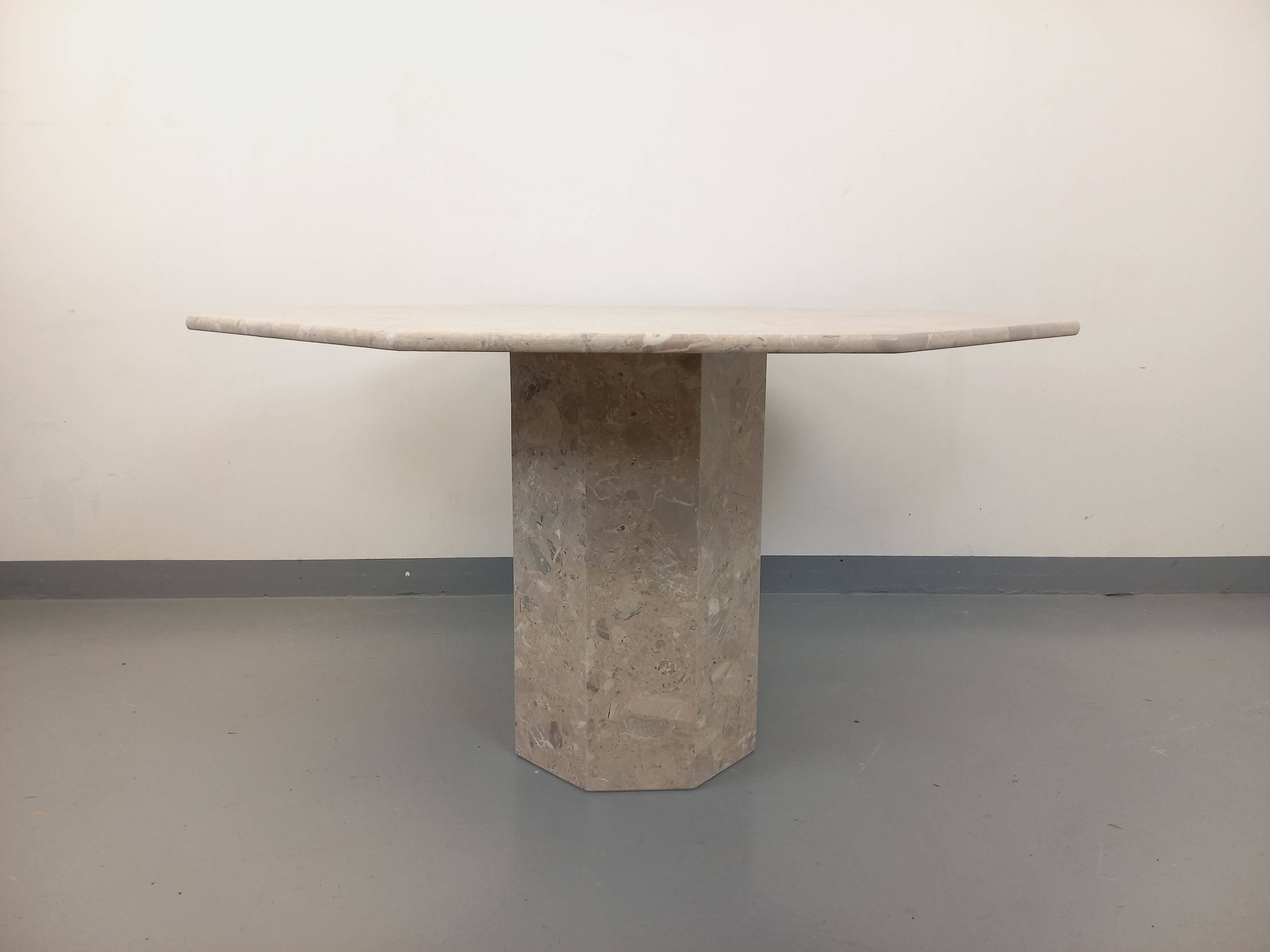 Vintage 70s 80s Octagonal Marble Dining Table