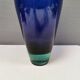 Holmegaard Harlequin Glass vase in blue with thick green base. Designed by Anja Kjær in 1994.
