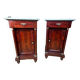 Pair of Napoleon III bedside tables in mahogany and marble