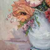 Acrylic on canvas contemporary still life bohemian flower bouquet