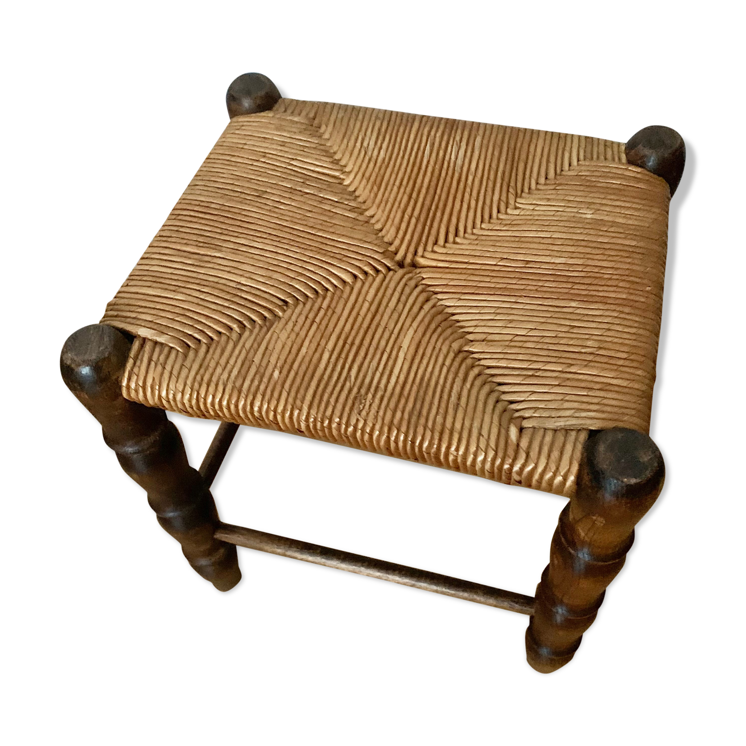 Rests foot wooden stool and wicker