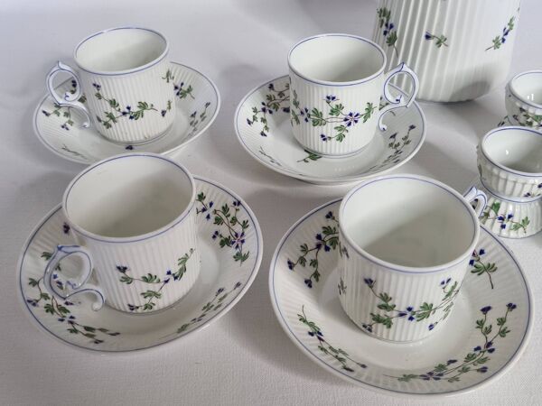 Service petit-déjeuner Pillivuyt & Cie – 1900, 13 pièces, modèle fleuri