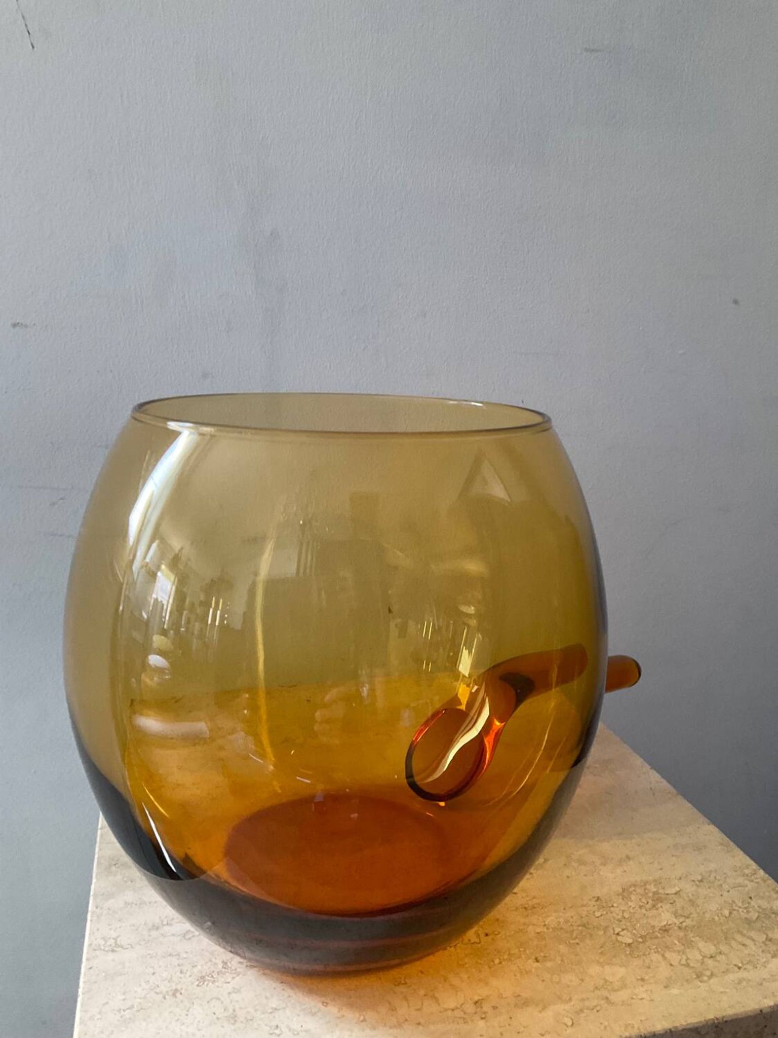 Saladier vintage en verre ambré