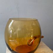 Saladier vintage en verre ambré