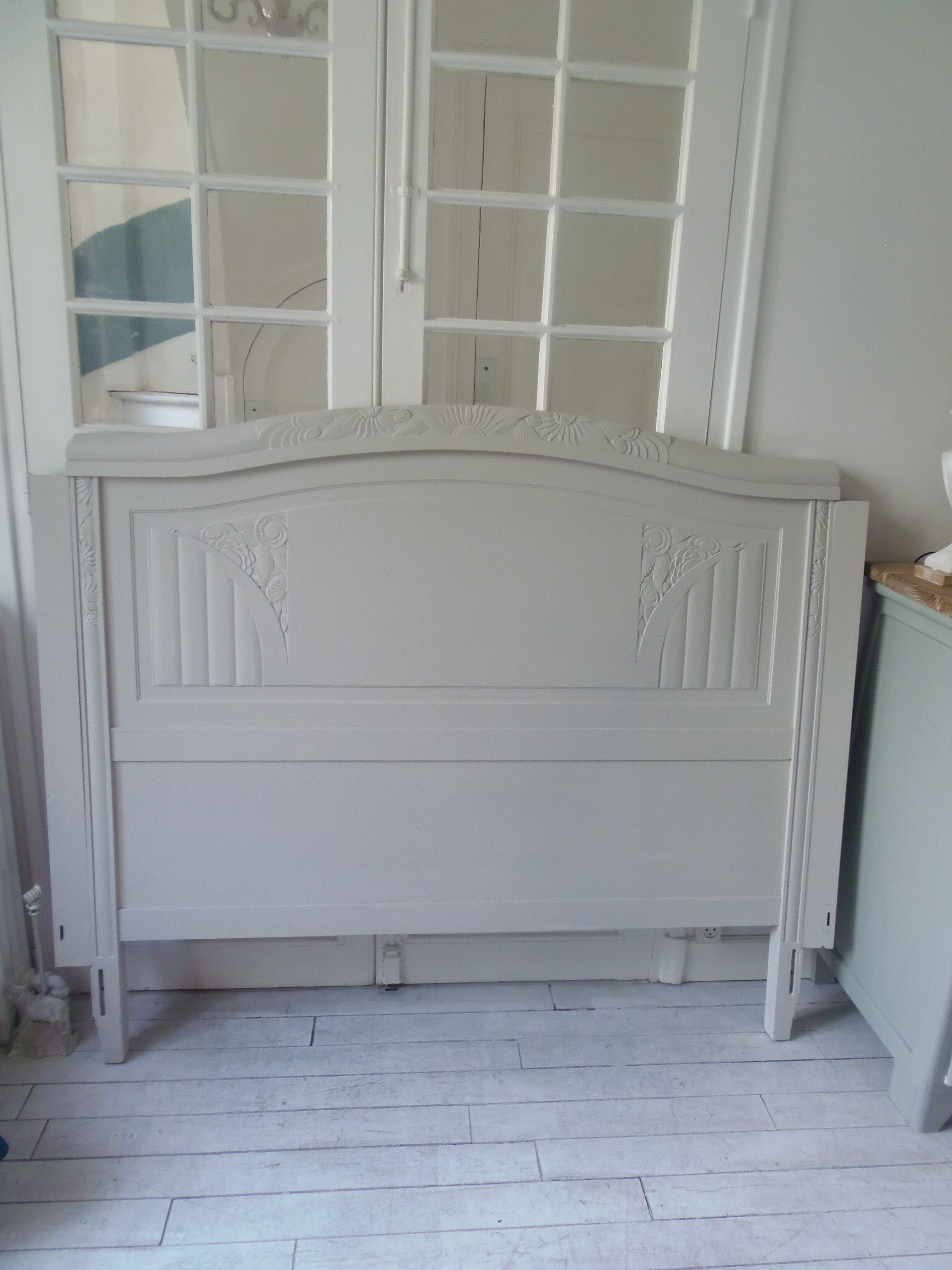 Headboard 160 art deco gray pearl