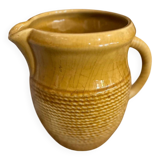 Pitcher, bros, old jug / yellow beige / Sarreguemine ceramic slip