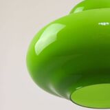 Mid-Century Italian Green Glass and Brass Pendant Lamp