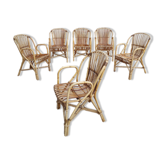 Lot de fauteuils en rotin Pierre Hardy