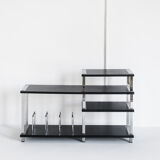 Vintage Hi-Fi furniture in lacquered wood and chrome iron, Spain, 1980