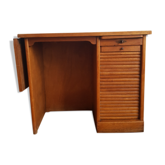 Oak desk with sliding curtain