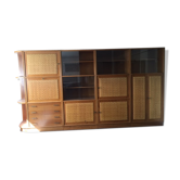 Oak and rattan redureau bookcase
