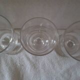 3 old big glasses thick blown with the mouth