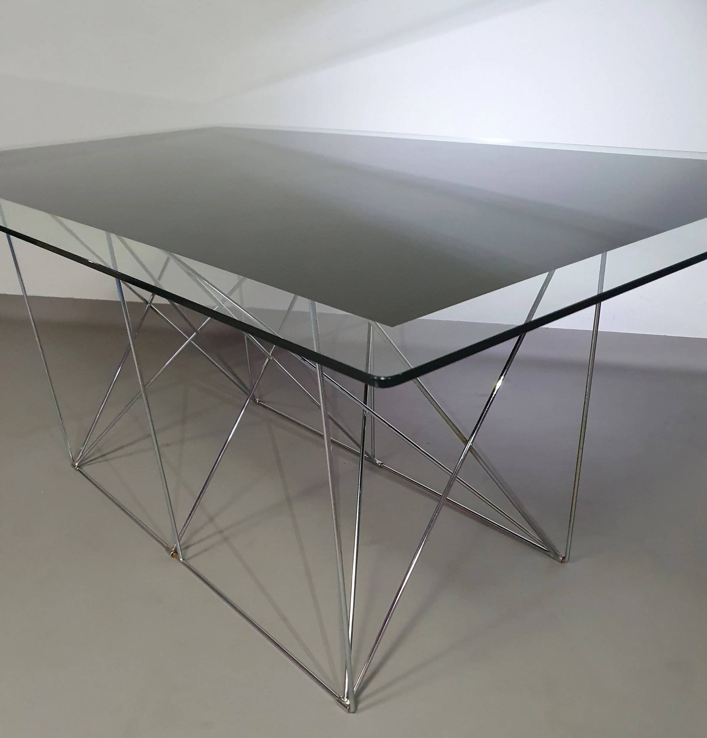Steel and glass dining table by Max Sauze for Max Sauze Studio, 1970s