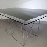 Steel and glass dining table by Max Sauze for Max Sauze Studio, 1970s