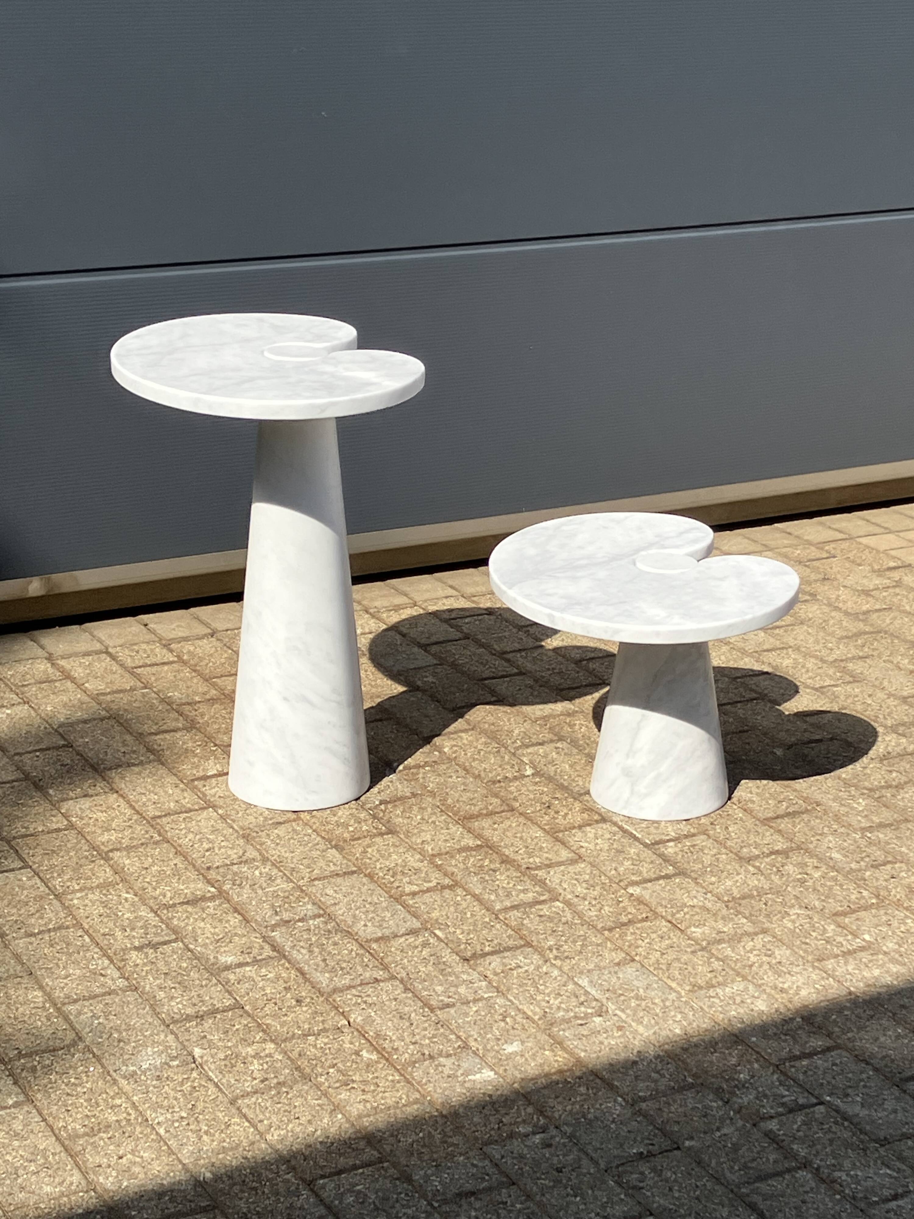 2x Eros Side table Angelo Mangiarotti Carrara marmer Nieuwstaat!