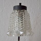 Small vintage bedside lamp in molded glass, chrome metal and steel - 1950s