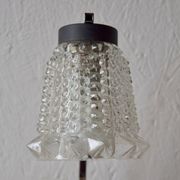 Small vintage bedside lamp in molded glass, chrome metal and steel - 1950s