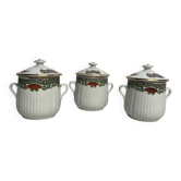 Série trois pots à crème porcelaine cannelée XXème