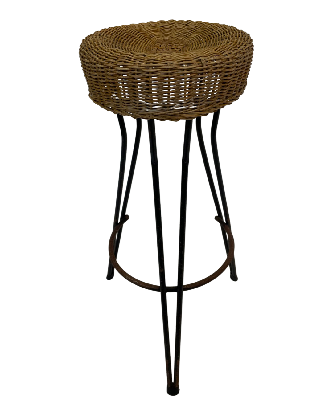 Vintage Stool Rattan Rohe Noordwolde Netherlands 1960s Design