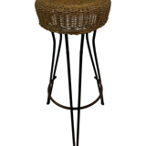 Vintage Stool Rattan Rohe Noordwolde Netherlands 1960s Design