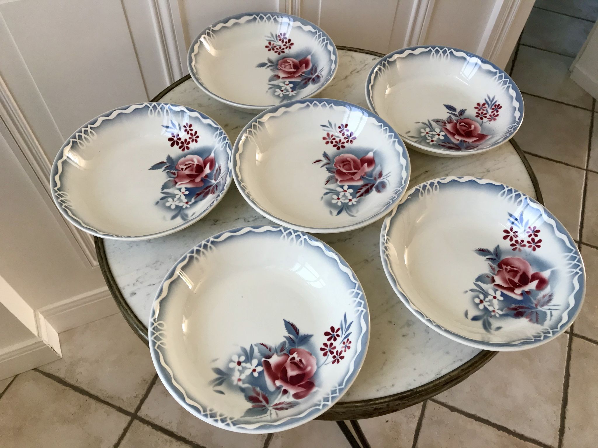 Lot of 6 hollow plates cap digoin sarreguemines model "lot" 30s