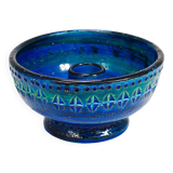 Mid-century candle holder Aldo Londi Bitossi Rimini Blue enamel, 1950s