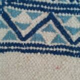 Blue and white Berber carpet wool 120 x 68 cm