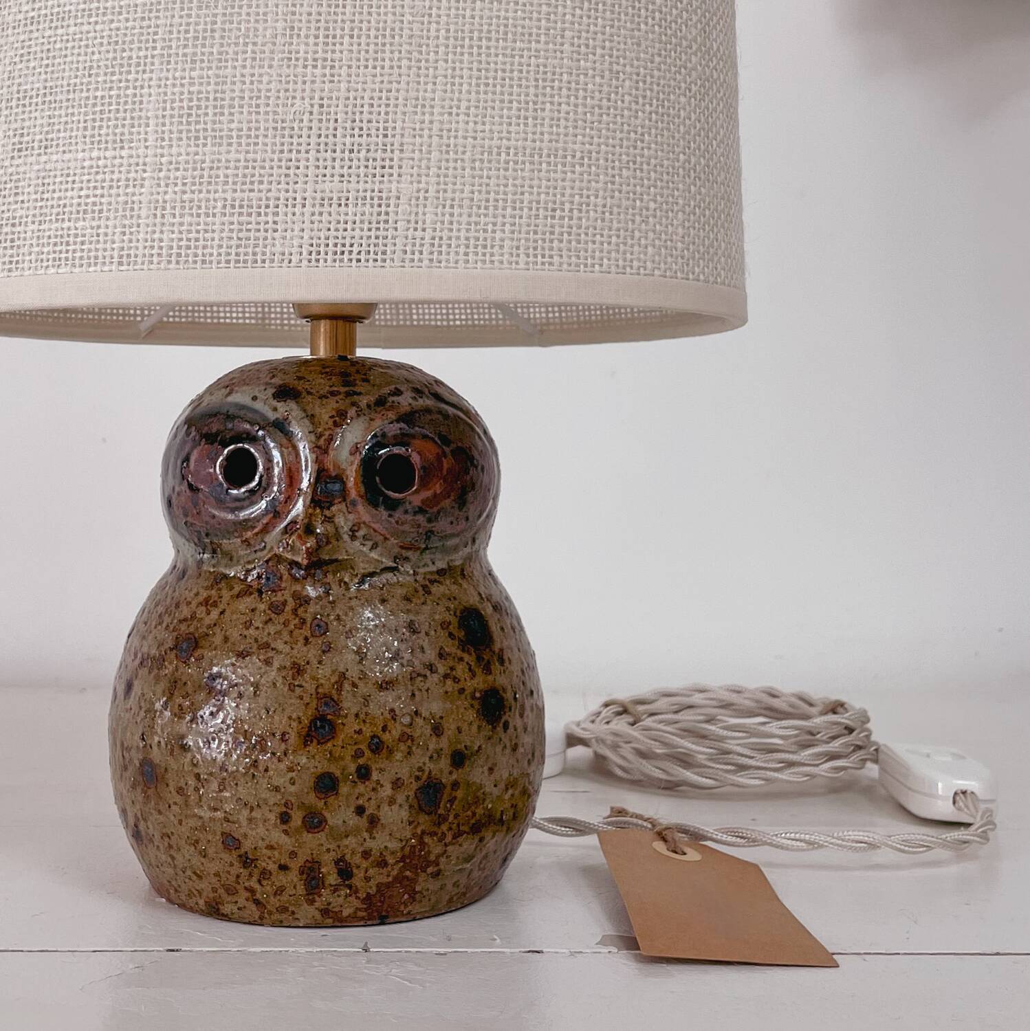 Guy Baudat owl sandstone lamp