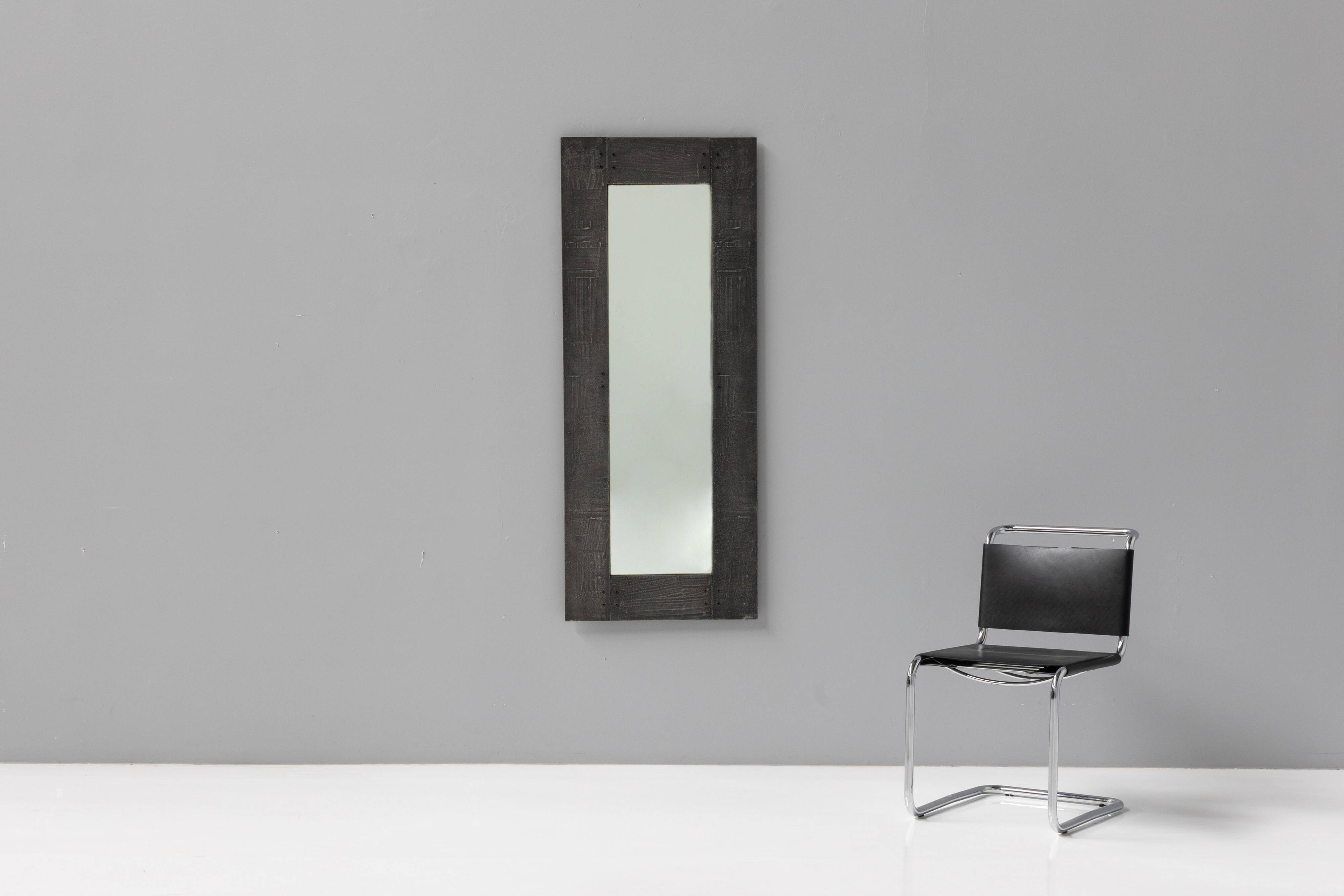 Cast Aluminum Mirror by Lorenzo Burchiellaro, Italy, 1970s