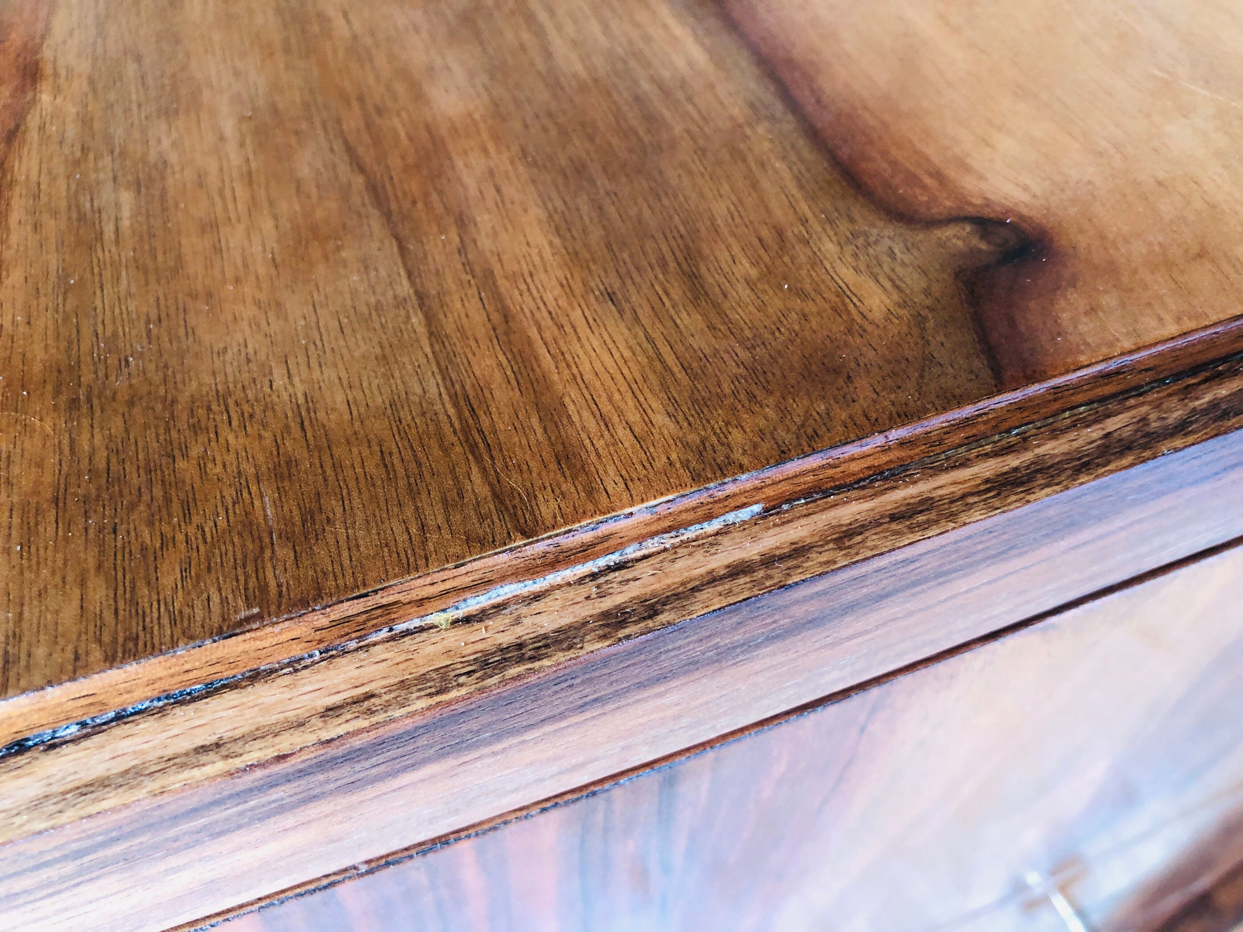 Art Deco chest of drawers in flambé walnut veneer circa 30's/ 40's