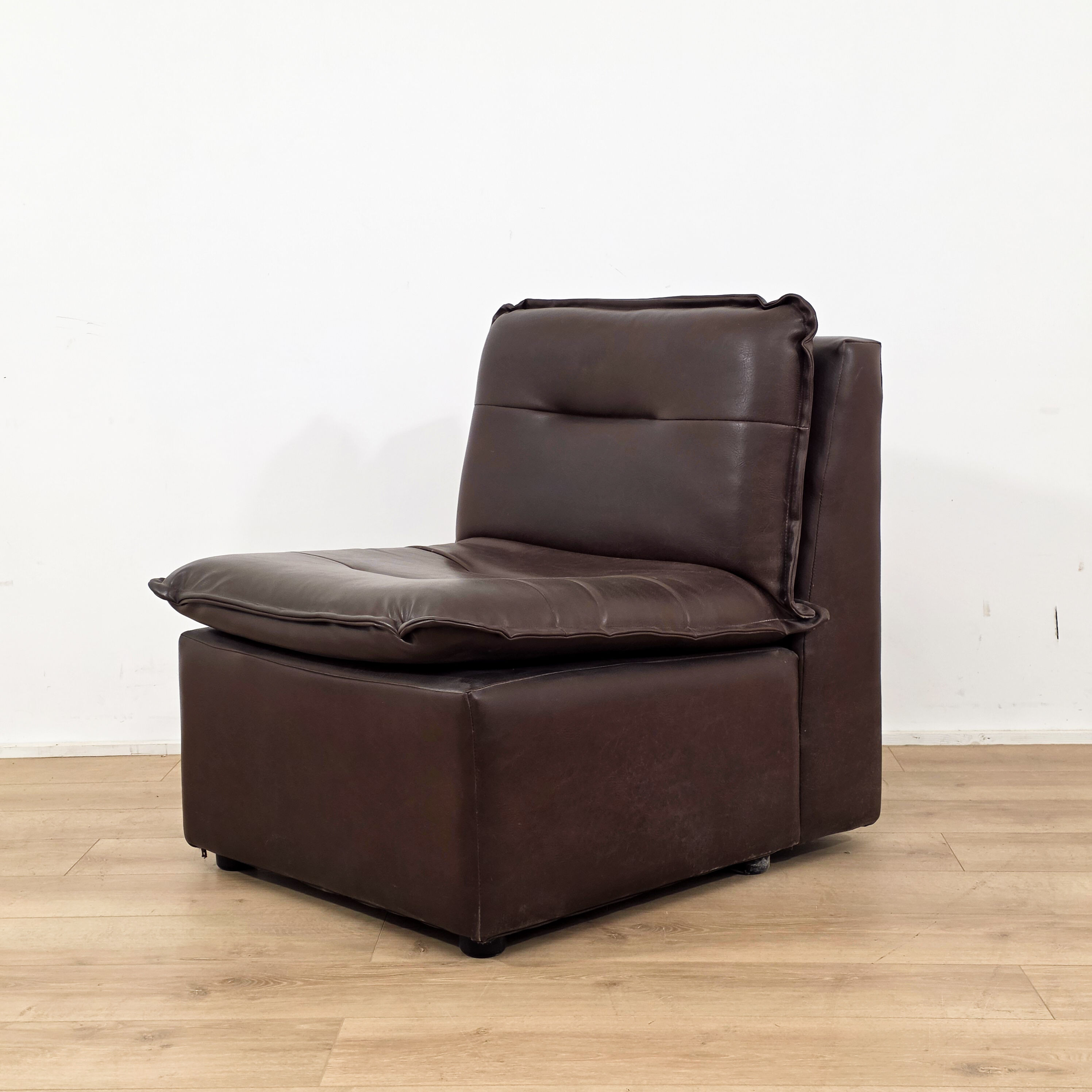 Ensemble modulable de 3 chauffeuses brun des années 1970