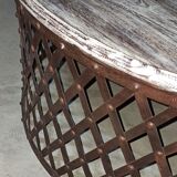 Table basse ronde en bois avec pieds métal