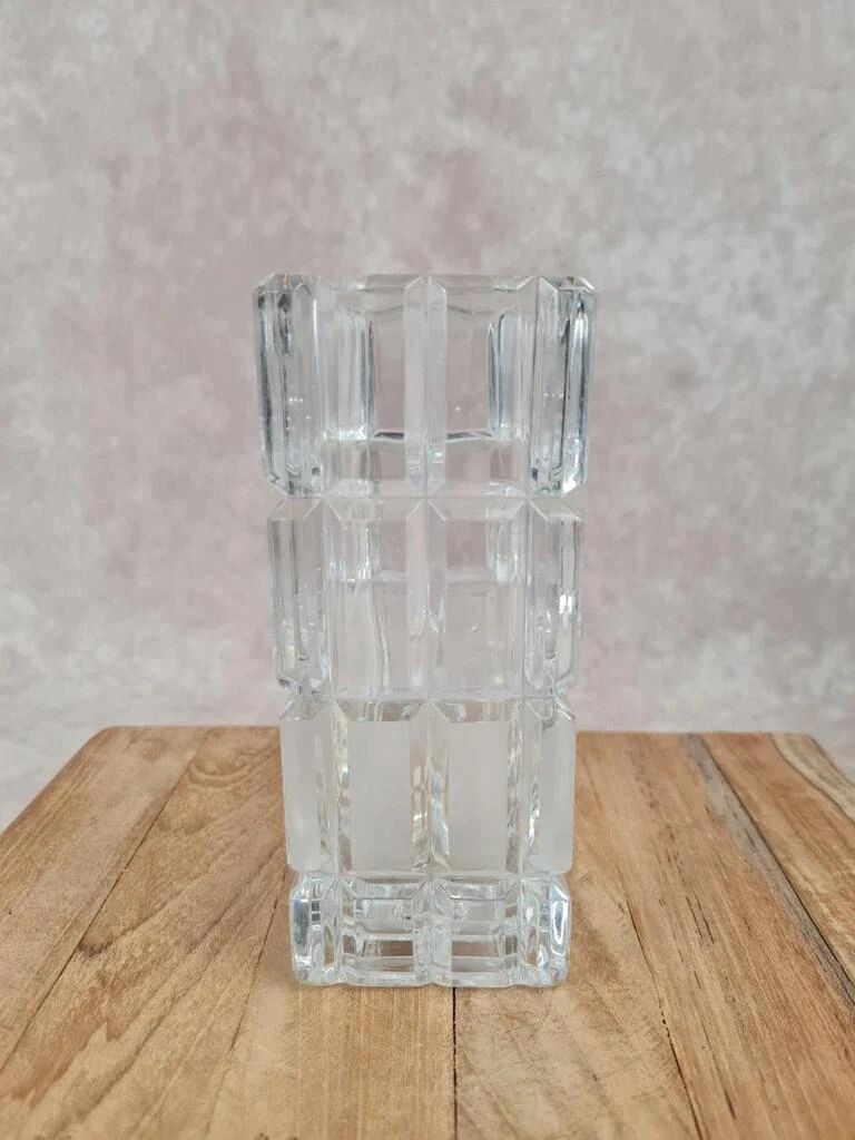 Vintage glass vase with geometric design