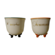 Set de 2 anciennes tasses tripode en porcelaine Amitié Souvenir XIX ème