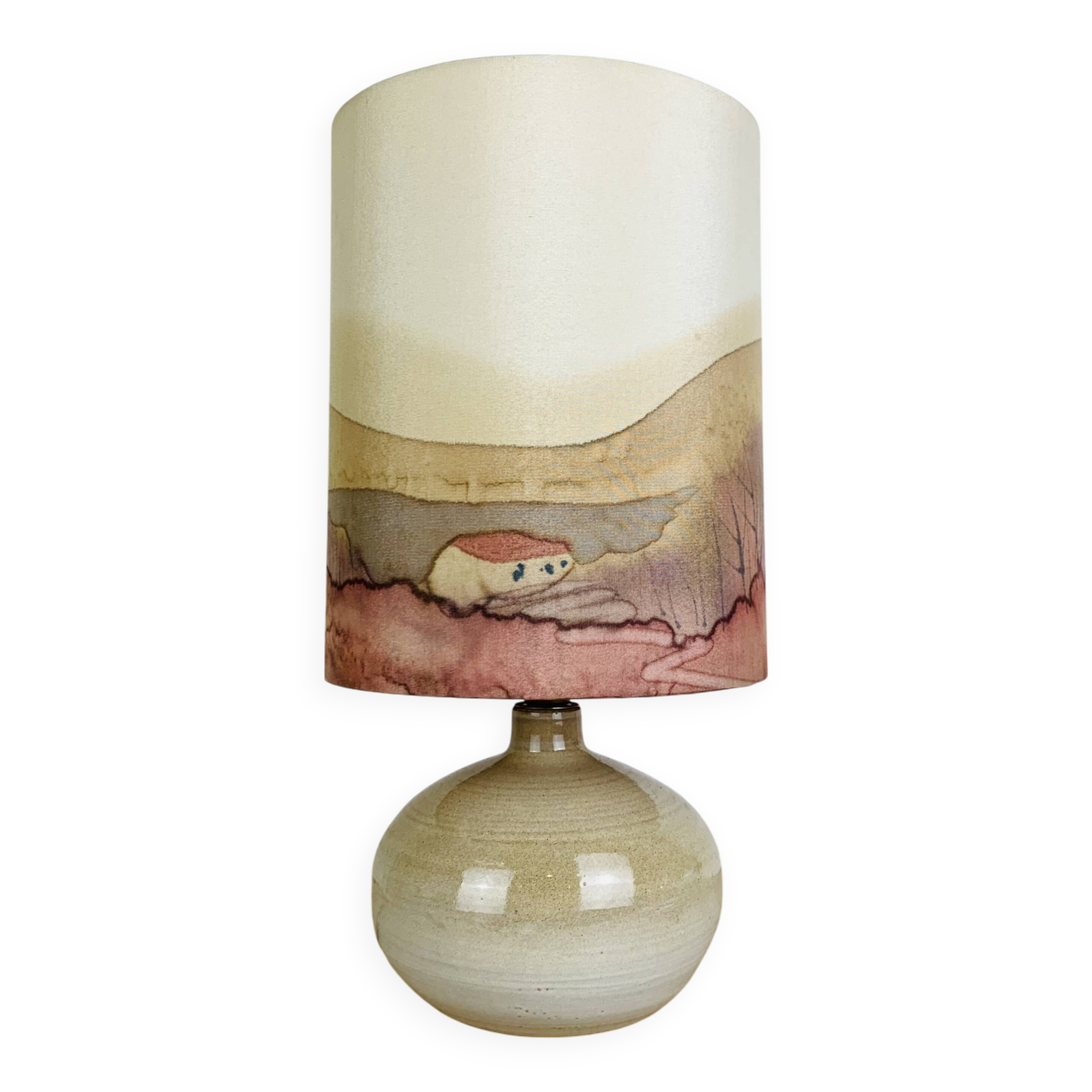 Vintage stoneware ball lamp, ceramic from the 70s