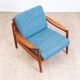 Fauteuil Teak années 60 Bleu