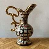 Ancien vase - Hubert Bequet - décor floral peint à la main - Made in Belgium