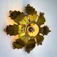 Spanish sunburst flush mount light fixture in gilt iron, circa 1970s