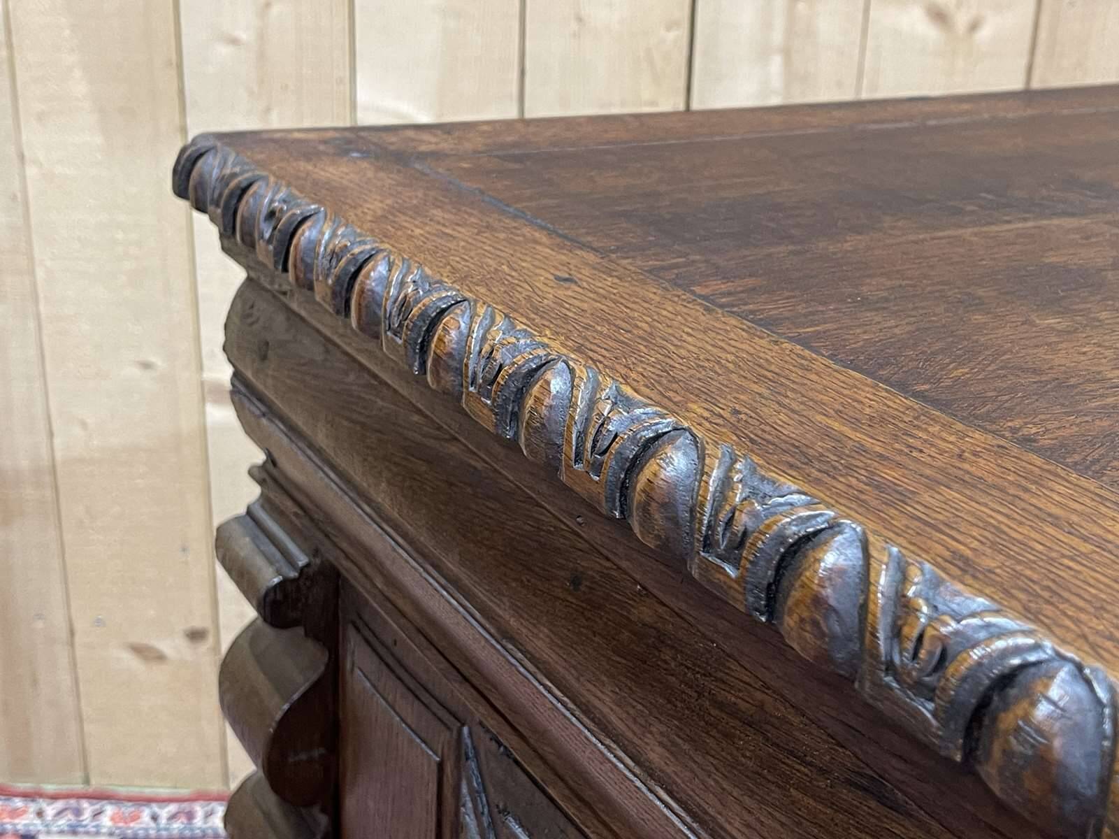 Late 17th century Renaissance oak chest transformed into a sideboard