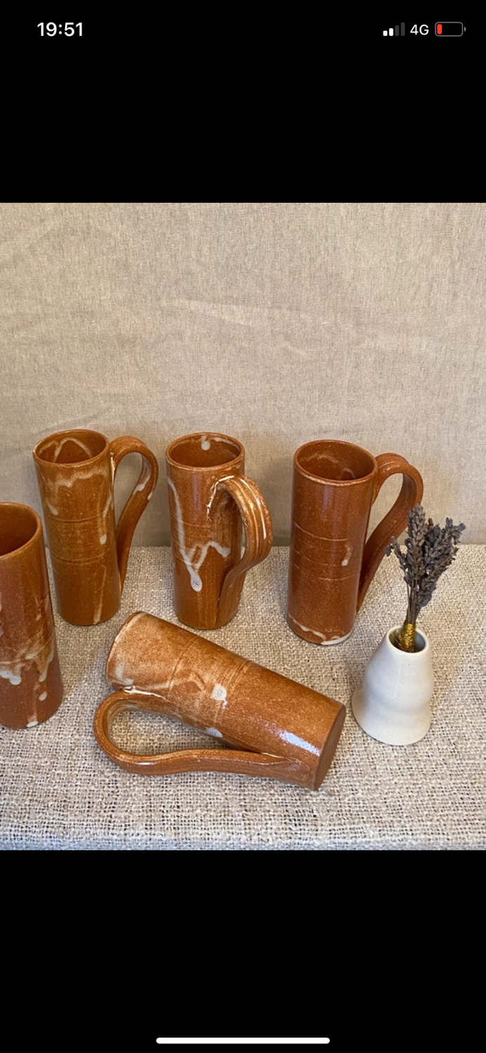 5 handcrafted ceramic cups