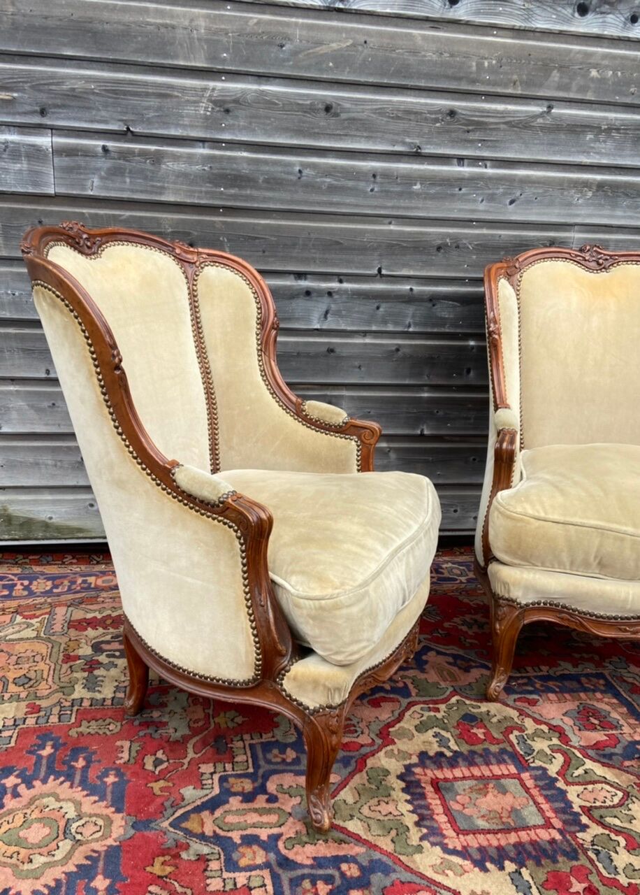Pair Of Bergères Children Stamped In Walnut Period Louis XV