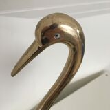 Heron in wood and brass