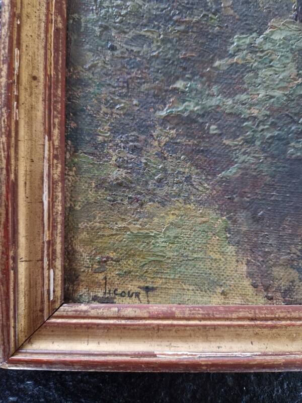 Paul Licourt (1846-1937) - Oil on canvas mounted on cardboard - A spring in the Bois de Vincennes